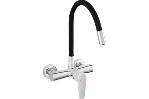 Algeo - Wall-mounted sink mixer with flexible spout, chrome