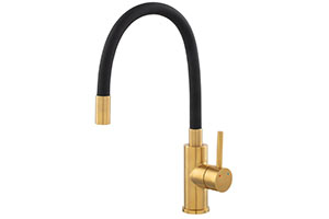 Zumba Inox - standing sink mixer with flexible spout, brushed gold