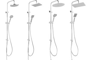 Sliding shower sets with rainfall