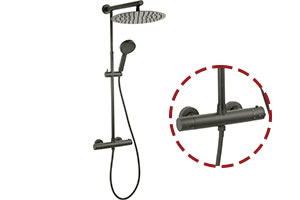 Trevi - rainfall shower system and thermostatic mixer, black