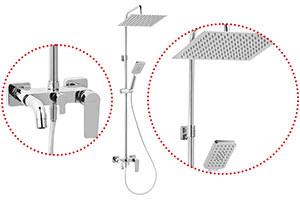 Algeo Square - rainfall shower systemand bath mixer